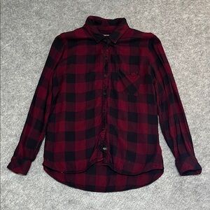Rails Women’s Burgundy and Black Checkered Flannel Shirt